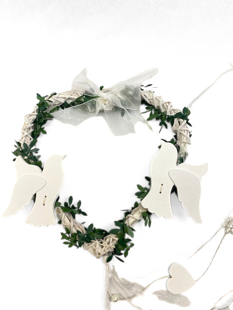 Herz Türkranz Hochzeit mit zwei Tauben