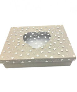 Geschenkdose , silberfarbene Herzchen