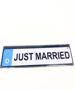 "Verkehrsschild JUST MARRIED"