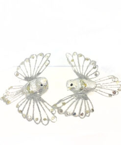 Taubenpaar silberf. mit Glitzerflügeln