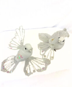 Taubenpaar weiß mit Glitzerflügeln