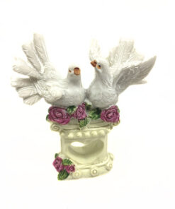 Dekofigur 2 Tauben auf Herzsockel