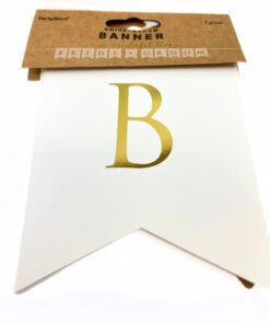 Banner "Bride (Herz) Groom", weiß