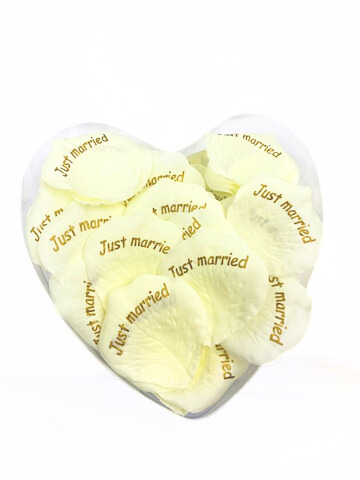 Rosenblätter Textil "Just married" creme