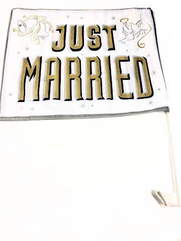 Autofahne "JUST MARRIED"