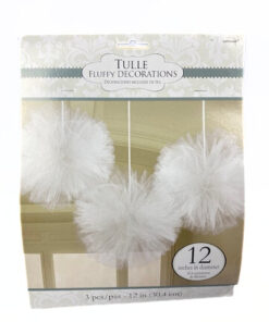 Tüll Pompons, weiß