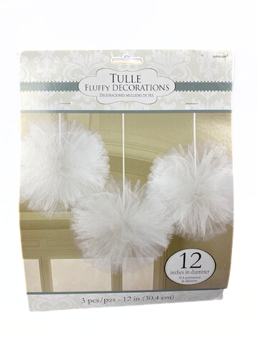 Tüll Pompons, weiß