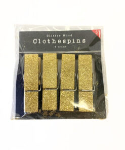 Glitzerklammer Holz goldfarben