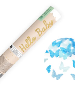 Konfettikanone Hello Baby "Schmetterlinge" blau