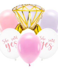 Luftballon-Set "She said yes" ohne Helium und Ballonbeschwerer