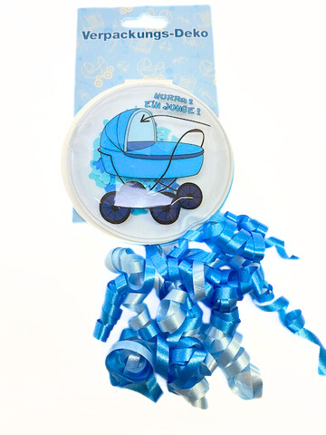 Verpackungsdekoration Button "HURRA! EIN JUNGE!