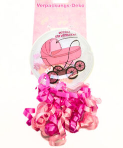 Verpackungsdekoration Button "HURRA! EIN MÄDCHEN!