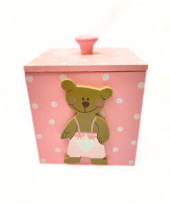 Box mit Deckel Teddybär rosa