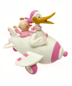 Spardose "Flugzeug Storch mit Baby", rosa