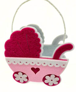 Körbchen  "Kinderwagen" aus Filz, rosa/pink