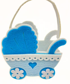 Körbchen "Kinderwagen" aus Filz, hellblau