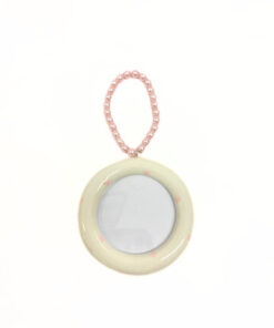 Geschenk-Anhänger/Bilderrahmen rund zur Geburt rosa