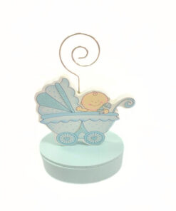 Holzbox "Baby im Kinderwagen" blau