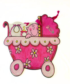 Geschenktasche "Kinderwagen" rosa