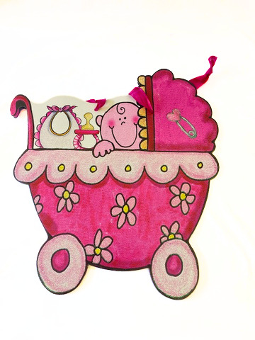 Geschenktasche "Kinderwagen" rosa