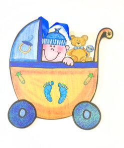 Geschenktasche "Kinderwagen" blau