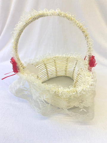 Herzkörbchen für Streublumen, beige/rot – Bild 2