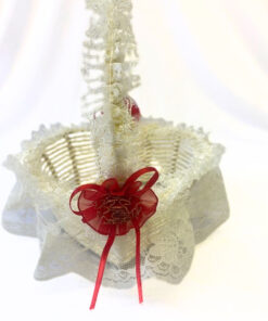 Herzkörbchen für Streublumen, beige/rot