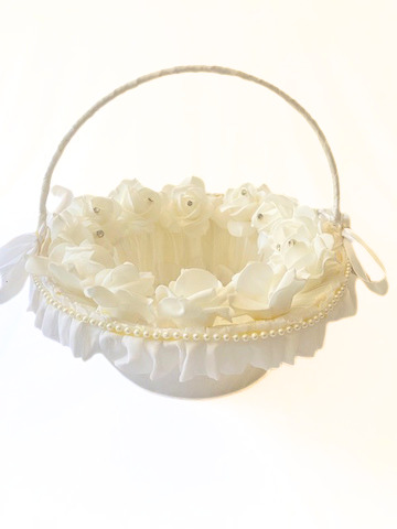 Körbchen für Blumenkind, rund, creme/weiß