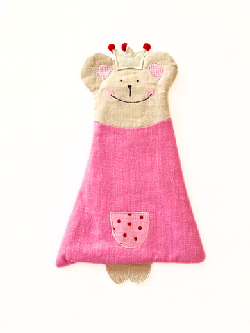 Stoffier mit Krone zur Aufbewahrung von Utensilien mit Reißverschluß, rosa, ca. 38 cm