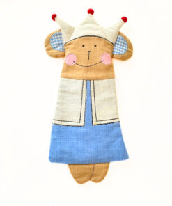 Stoffier mit Krone zur Aufbewahrung von Utensilien mit Reißverschluß, blau, ca. 30 cm