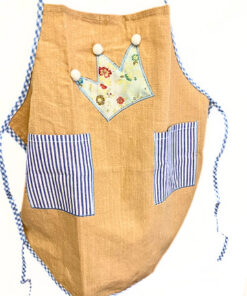 Kinderschürze aus Stoff mit Krone, blau