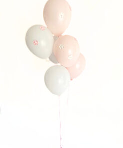 Latexballonstrauß rosa/weiß mit Blümchen