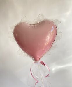 Folienballonherzchen rosa mit weißer Organzaborde