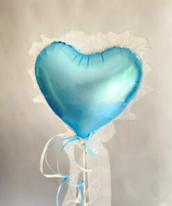 Folienballonherzchen blau mit weißer Organzaborde