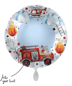Folienballon "Feuerwehr", ca. 43 cm, mit Namen versehen