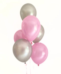 Latexballonstrauß, rosa / silber