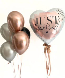 Alternative view of Set Folienballon "Just married" + Latexballonstrauß