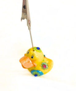Kartenhalter "Ente", gelb mit Glitzersteinchen