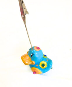 Kartenhalter "Ente", blau  mit Glitzersteinchen
