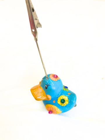 Kartenhalter "Ente", blau mit Glitzersteinchen