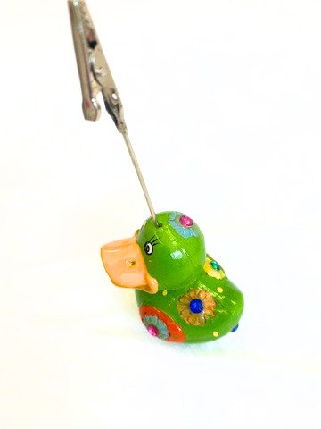 Kartenhalter "Ente", grün mit Glitzersteinchen