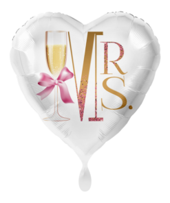 Folienballonherz "MRS" mit Sektglas
