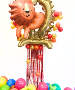 Premium Set Folienballon "Löwe/Reifen" auf Dekoständer und Ballongirlande