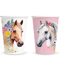 Pappbecher "Pferd mit Blumen"