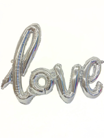 Folienballon "Love" in silber, für Luftfüllung