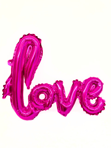 Folienballon "Love" in pink, für Luftfüllung